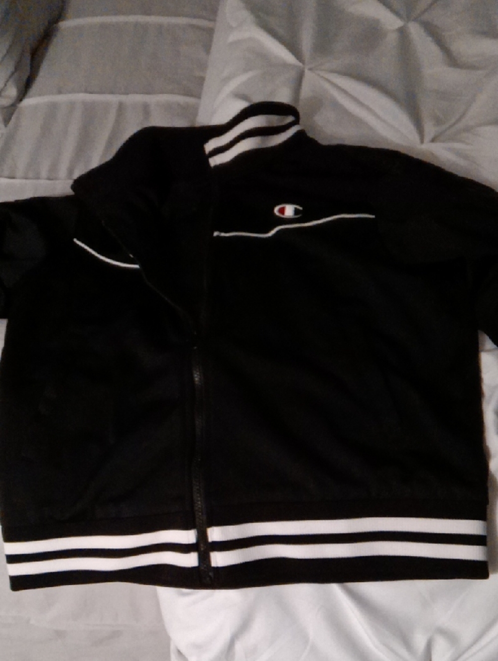 Champion Black Track Jacket with White Stripes - BRAND NEW